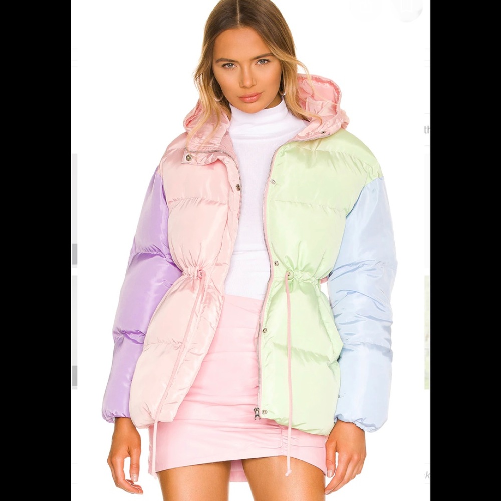 NWT OLIVIA RUBIN Misha Pastel Colourblock Puffer Coat